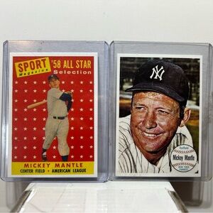 2-MICKEY MANTLE NOSTALGIC Beautiful& Clean MINT Novelty Cards Ready for Grading!